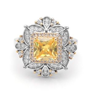 Gorgeous Citrine and Diamond Sterling Filled Ring